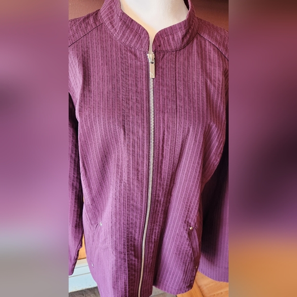 Christopher & Banks Plum Mock Neck Lightweight Jacket Purple Size XL - Picture 6 of 10
